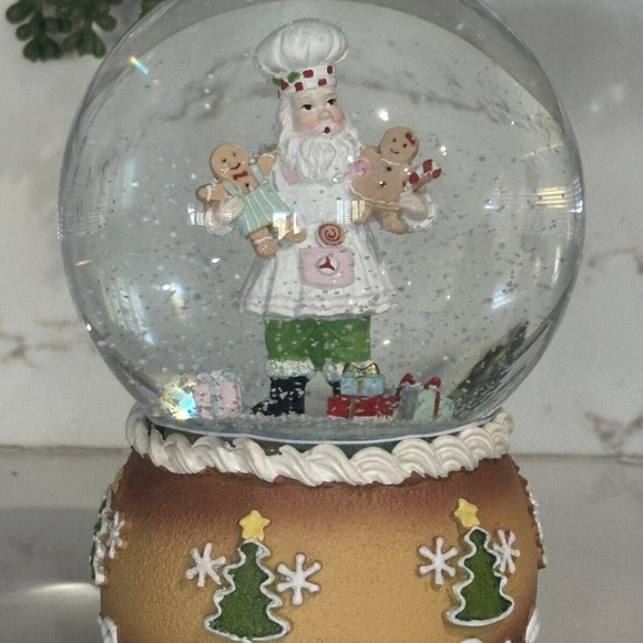 Santa Baker Gingerbread Men Musical Snow Globe